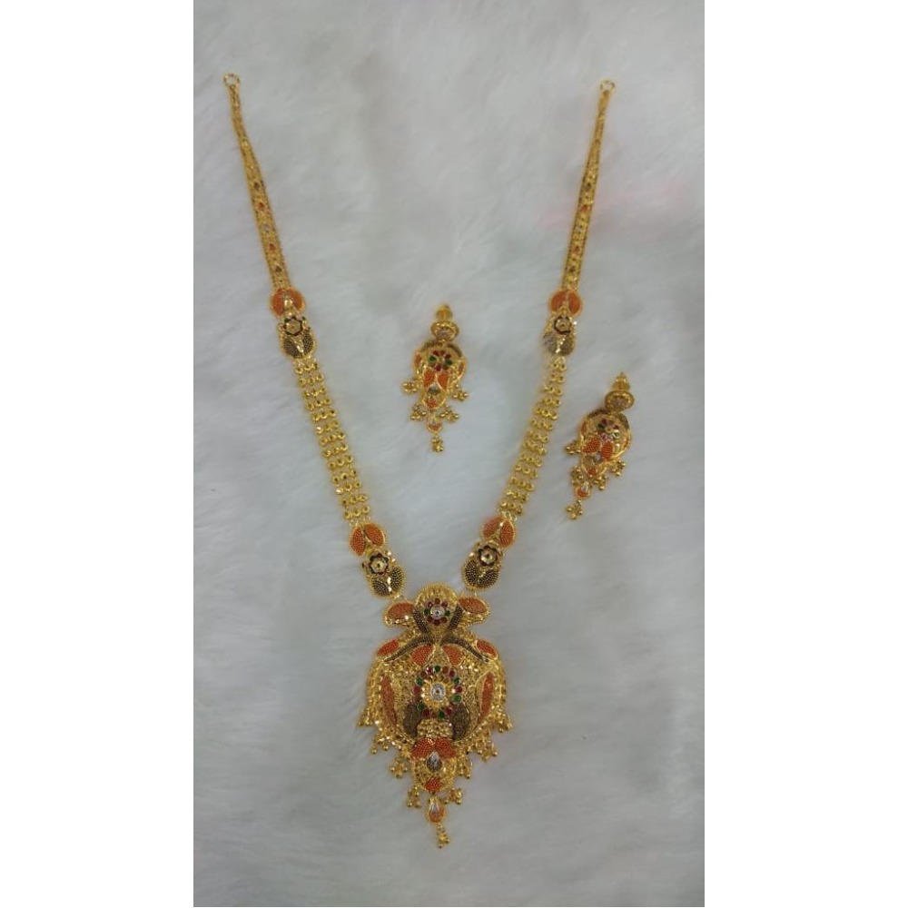 22KT Gold Indian Design Long Necklace Set VJ-N018