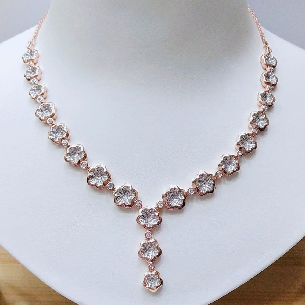 18K Rose Gold Plated Floral Design Necklace VJ-N006
