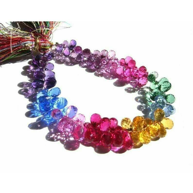 Multi hydro quartz teardrop briollete beads 8x12mm