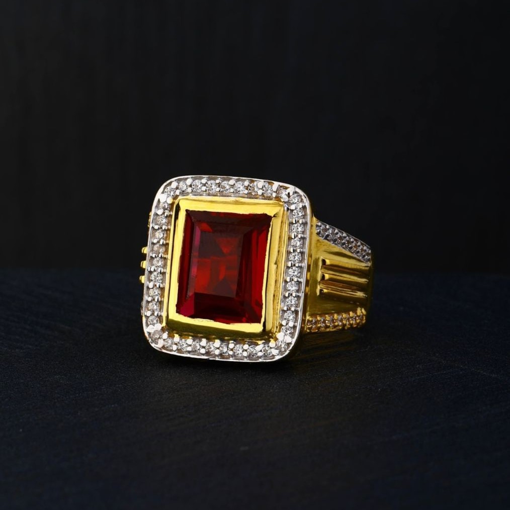 916 Gold Pink Stone Ring For Men