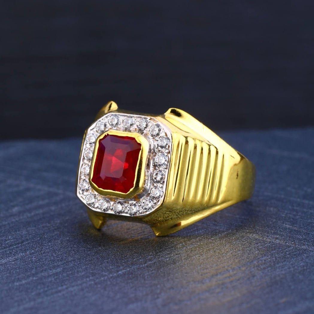 22K Gold Red Stone Ring
