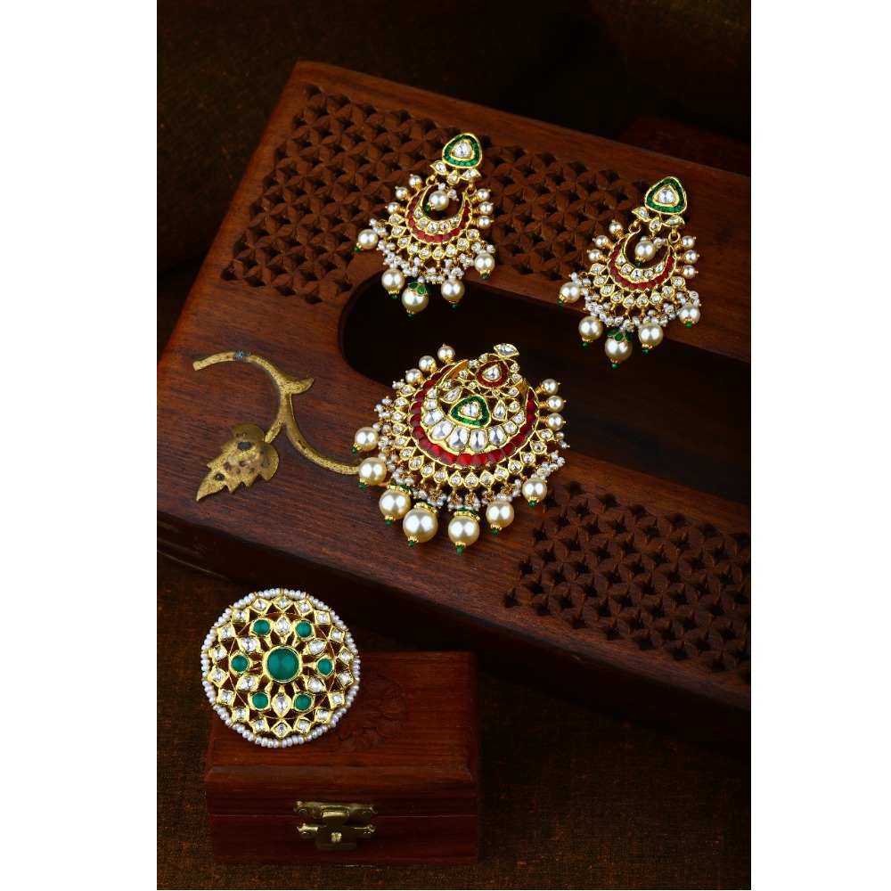 916 GOLD KUNDAN JDAU PENDANT SET