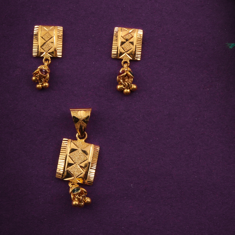 22K PLAIN PENDANT SET