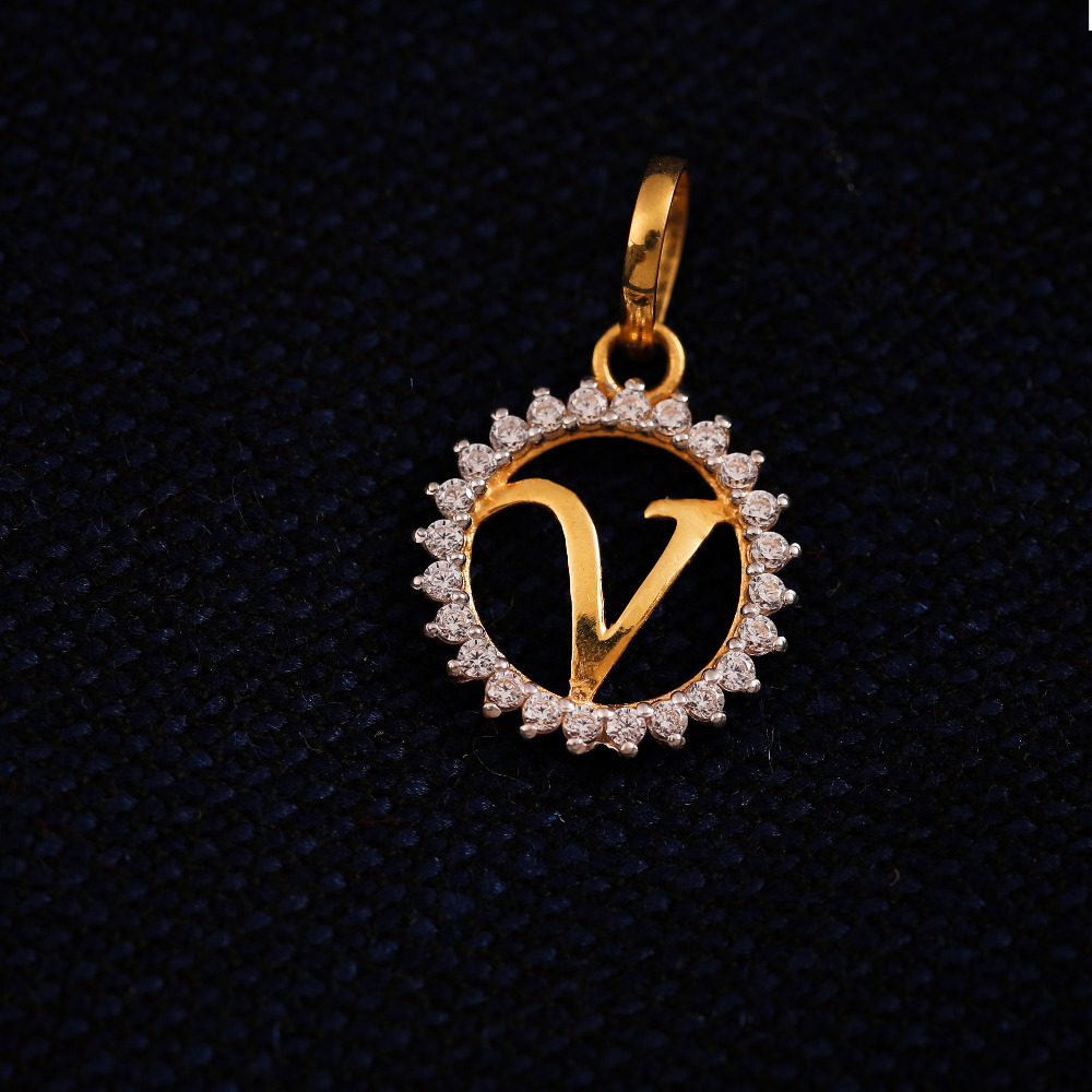 22K CZ ROUND PENDANT