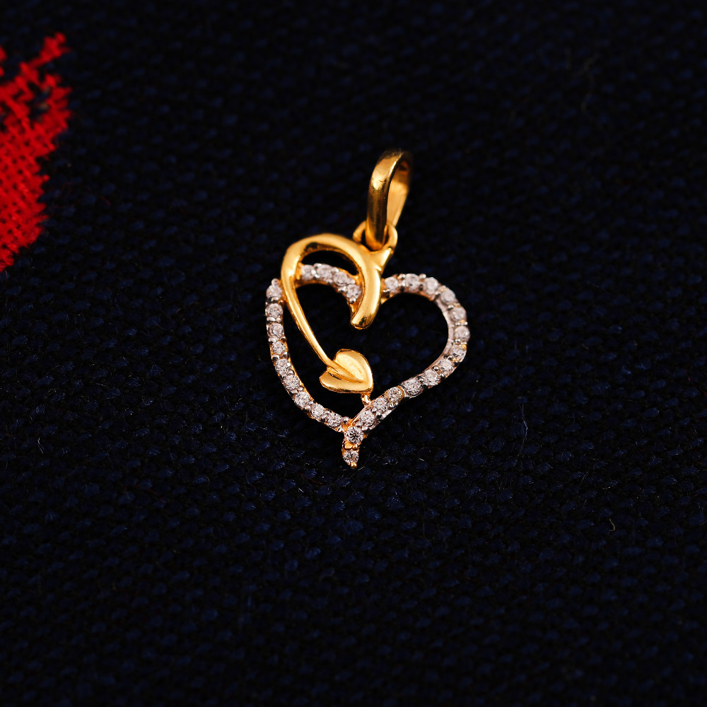 22K CZ HEART PENDANT