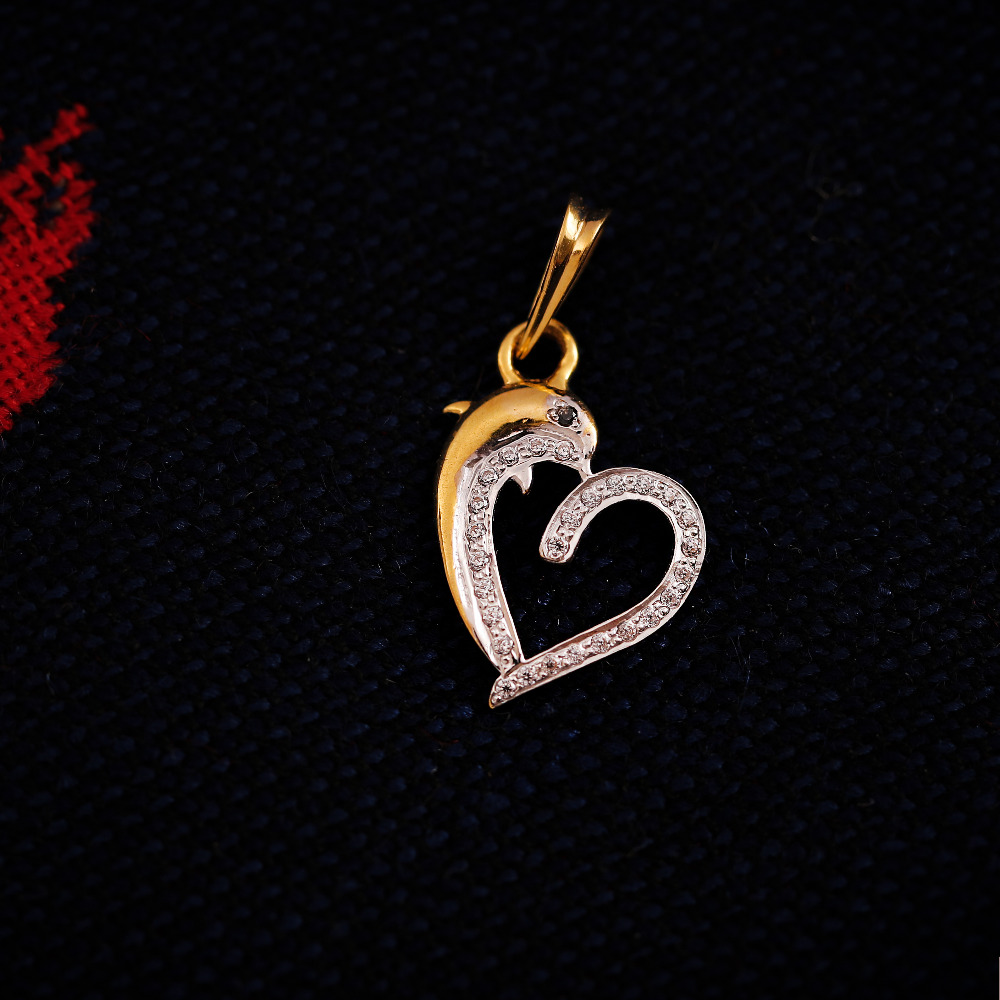 22K CZ HEART PENDANT