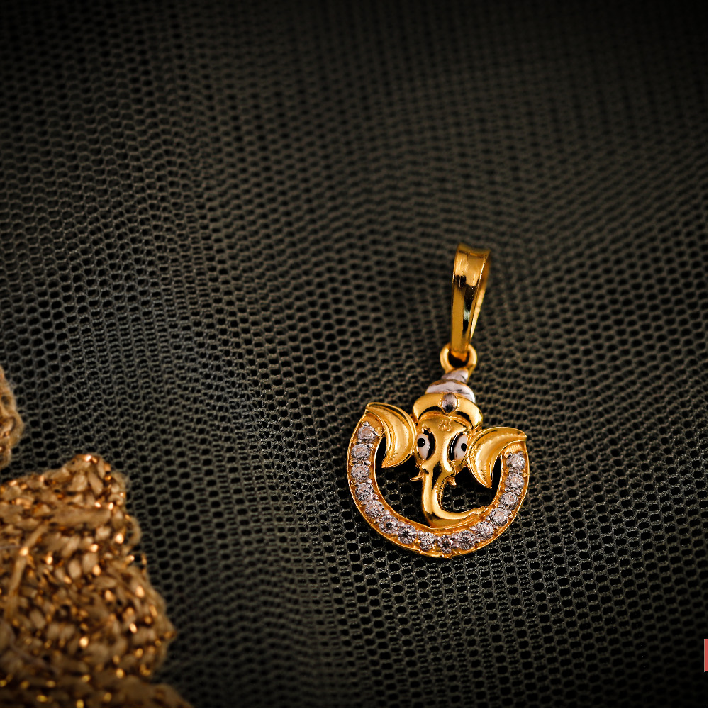 22K CZ GANESHA PENDANT