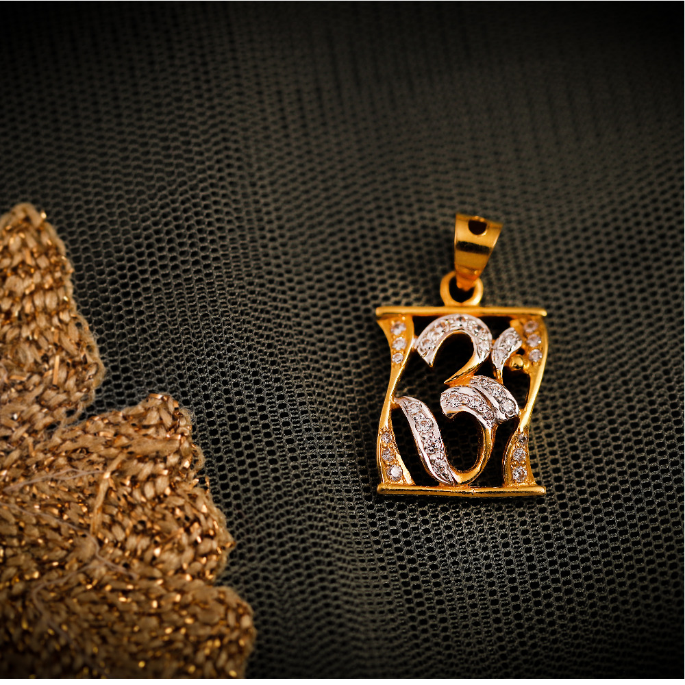22K CZ STACKING OM PENDANT