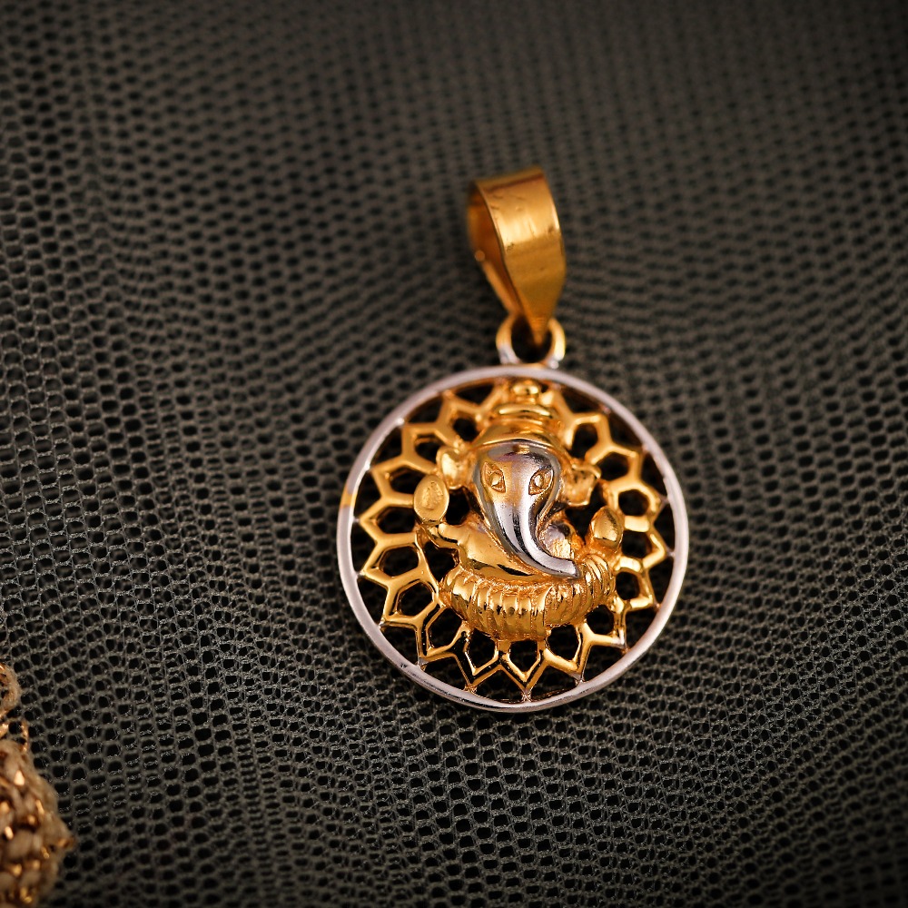 22K ROUND GANESH PENDANT