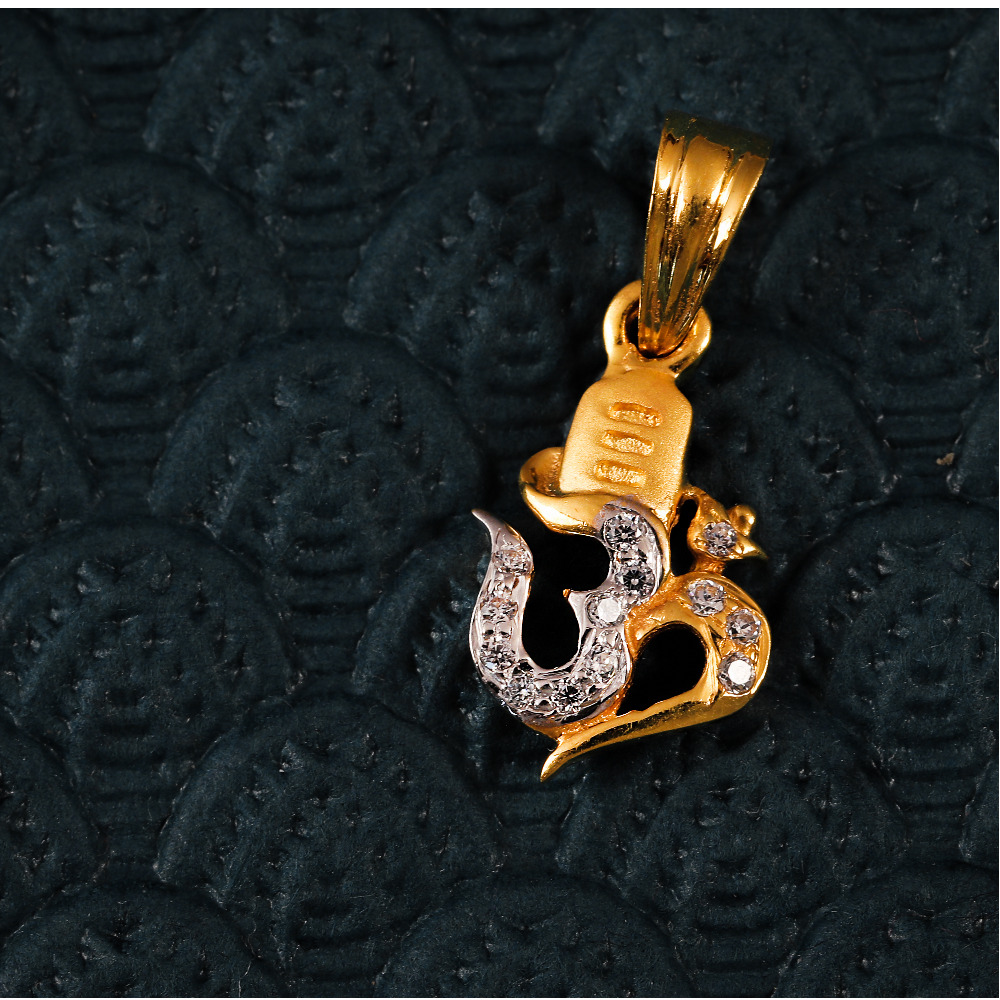 22K CZ SHIVA OM PENDANT