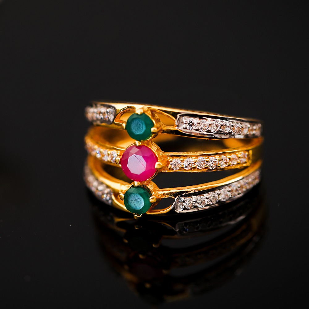 22k cz colours stone ring