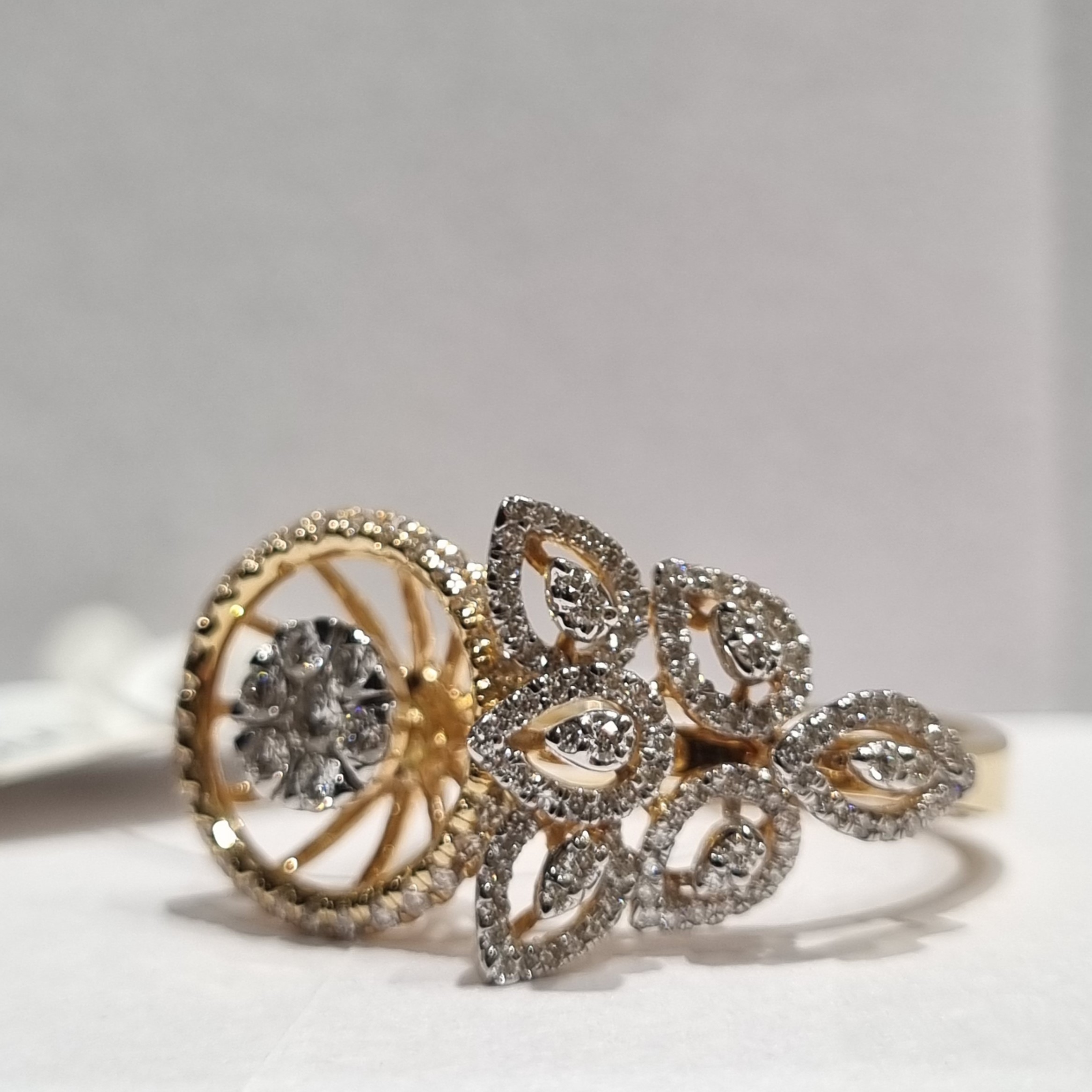 fancy leaf cluster with bowl effect ring