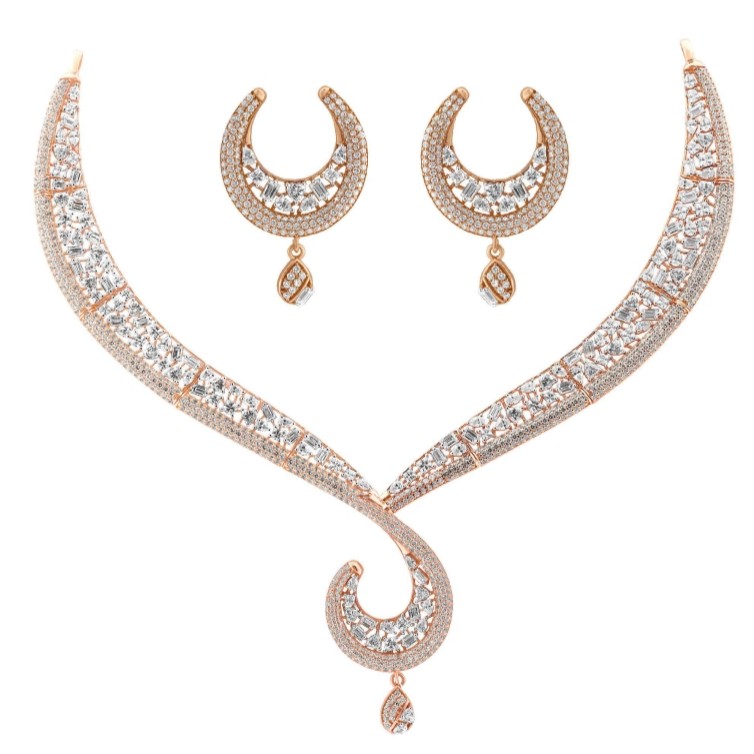 rose gold cz necklace