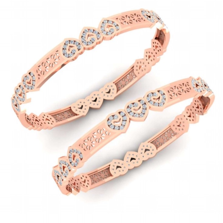 three heart design bangle