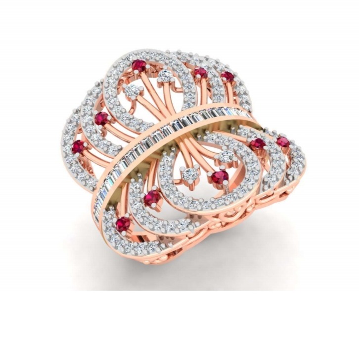 18k rose gold fancy cz ring for women pj-r007