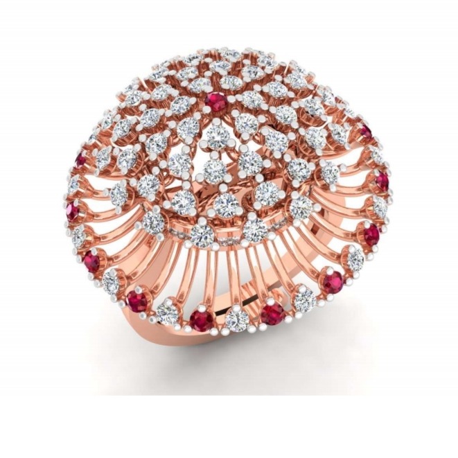 18k rose gold plated cz diamond ring pj-r001
