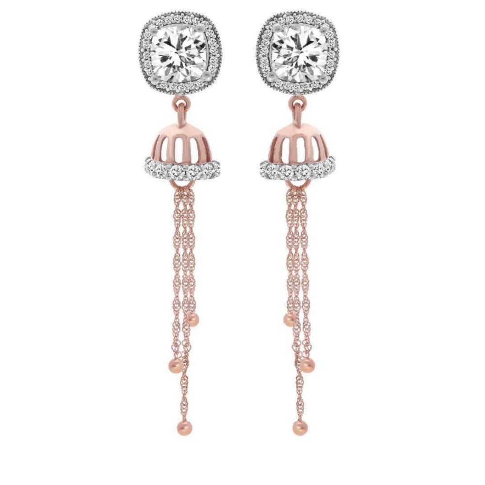 18k rose gold cz diamond earring pj-e007