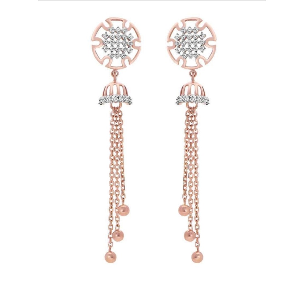 18k rose gold earring with hanging lines pj-e006