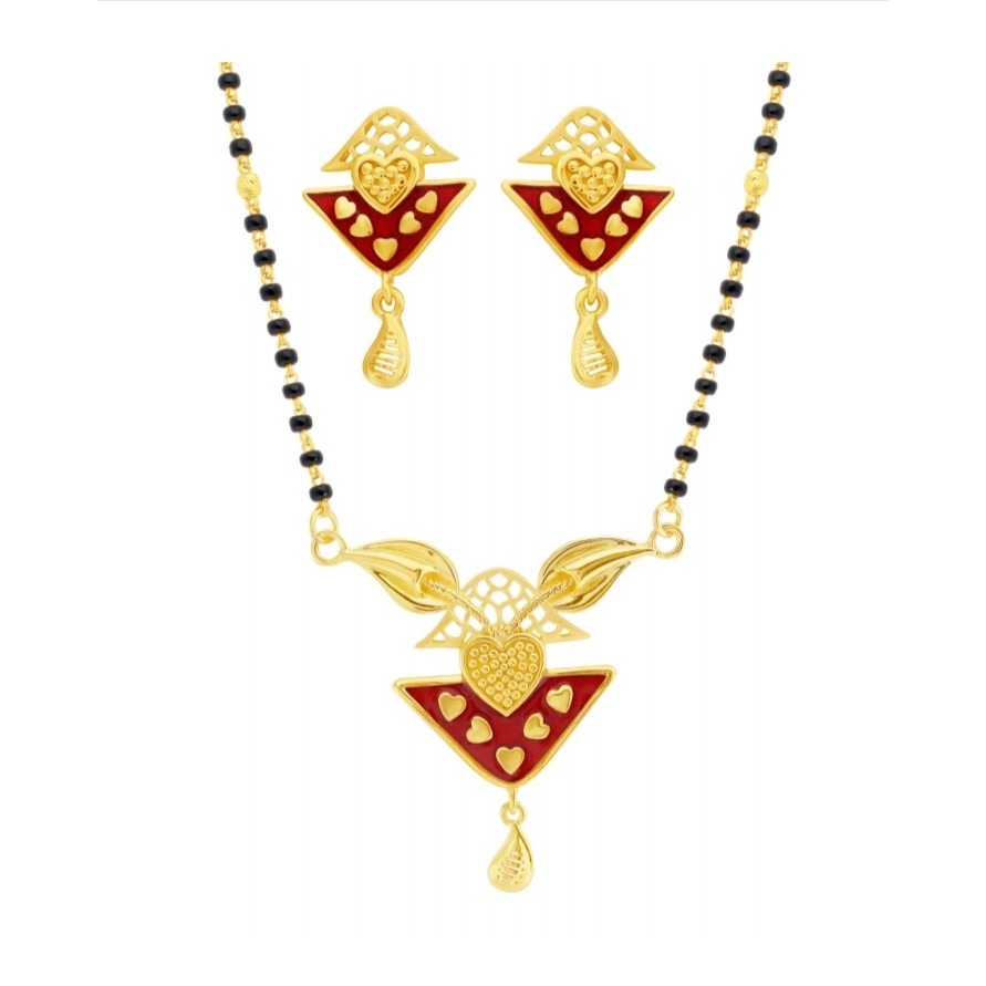 22kt gold delicate mangalsutra with earrings pj-m004