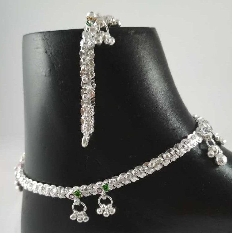 Silver fancy anklets. nj-p0407