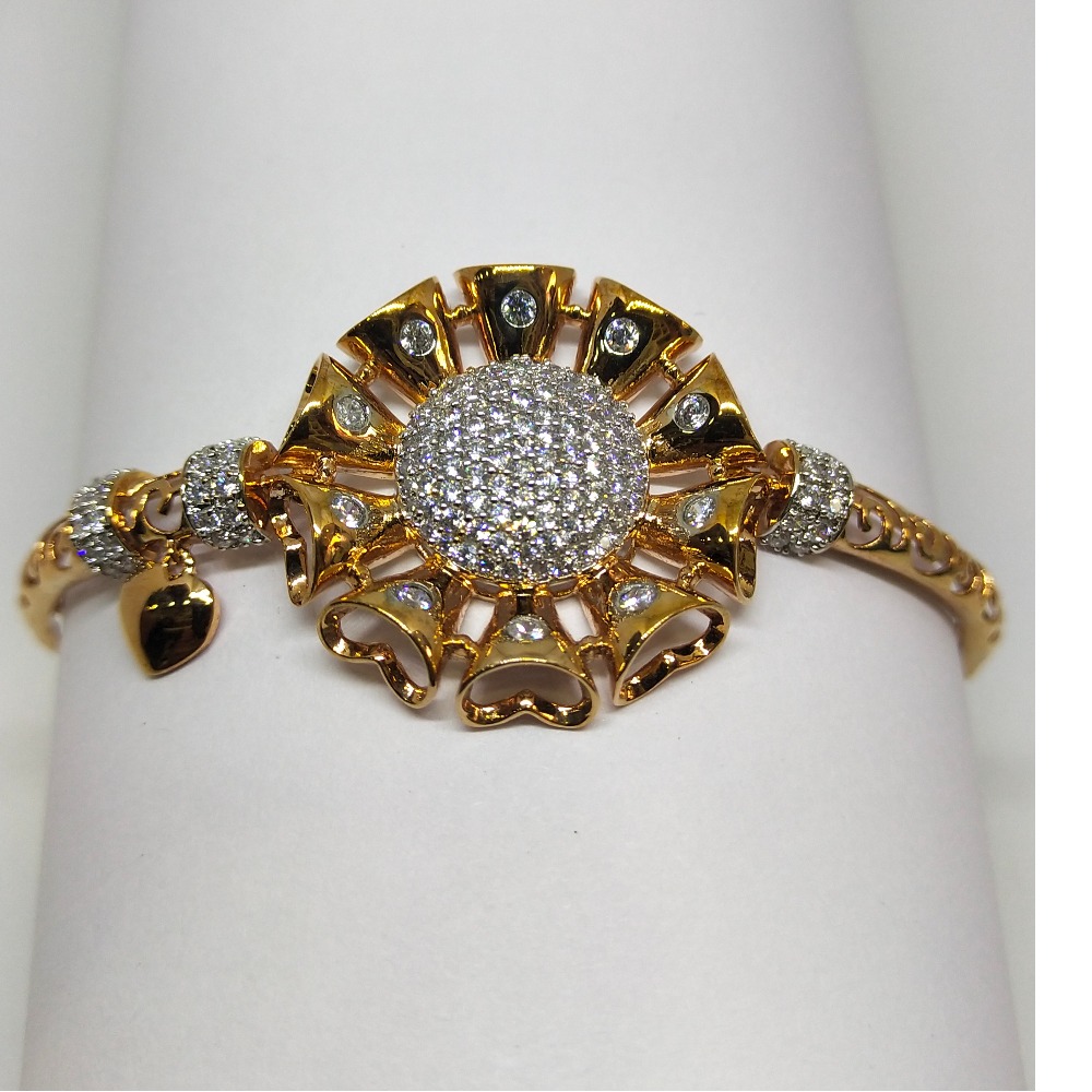 18K Rose gold diamond studded designer bracelet
