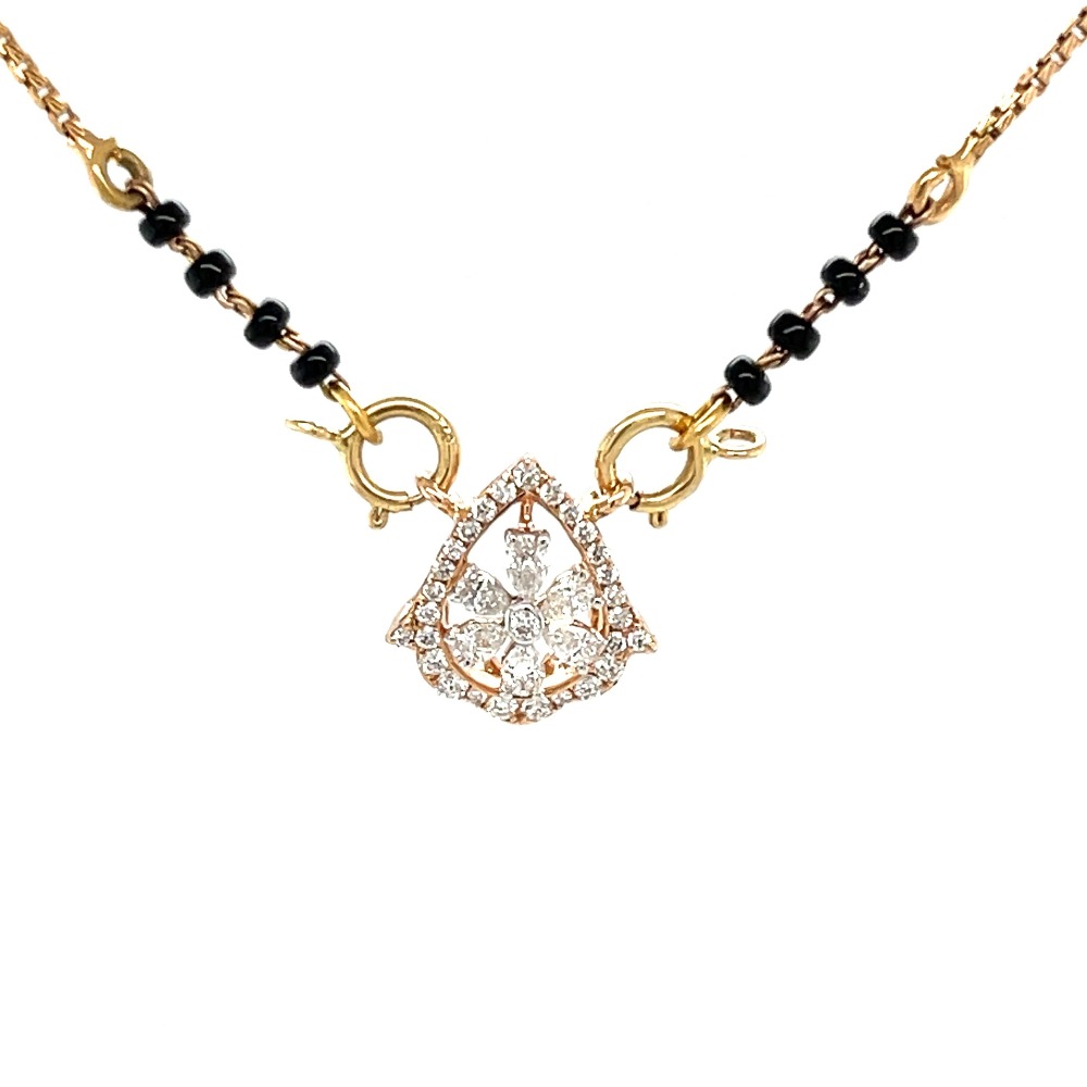 Floral Bliss A Sparkling Diamond & Gold Mangalsutra Tanmaniya Pendant