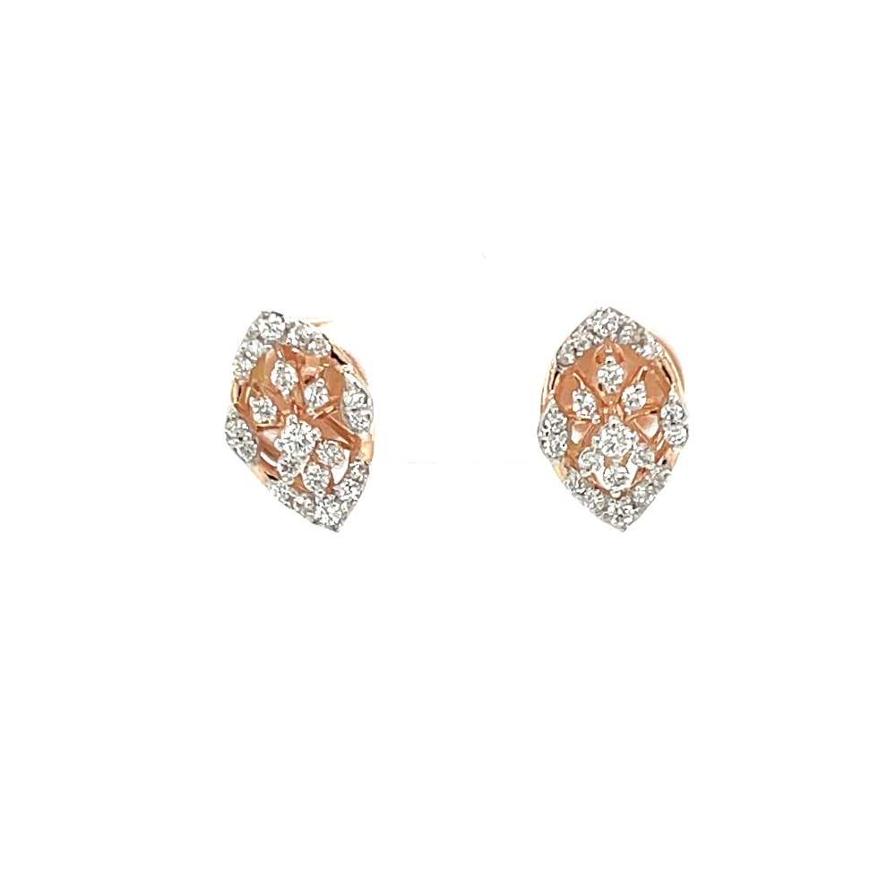 Diamond encrusted leaf earrings in rose gold