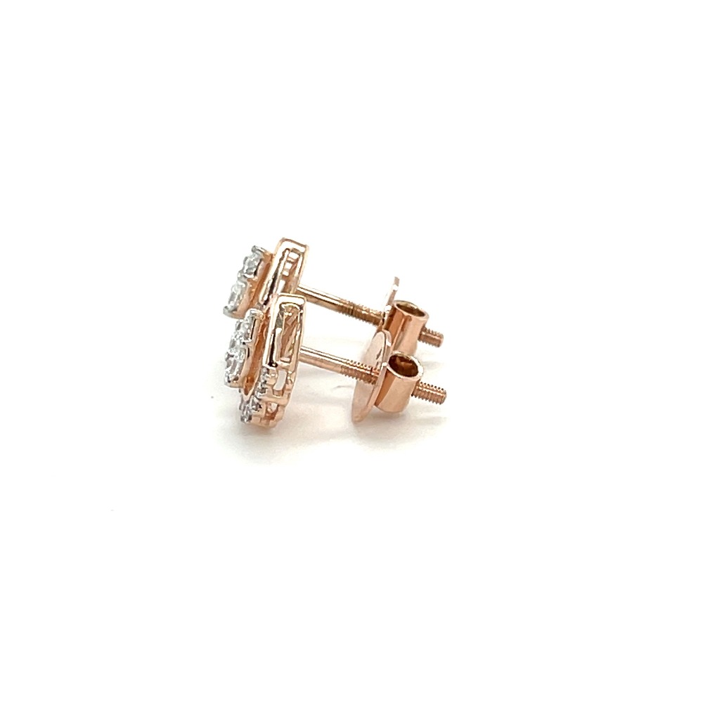14k Rose Gold and Diamond Teardrop Earrings Studs