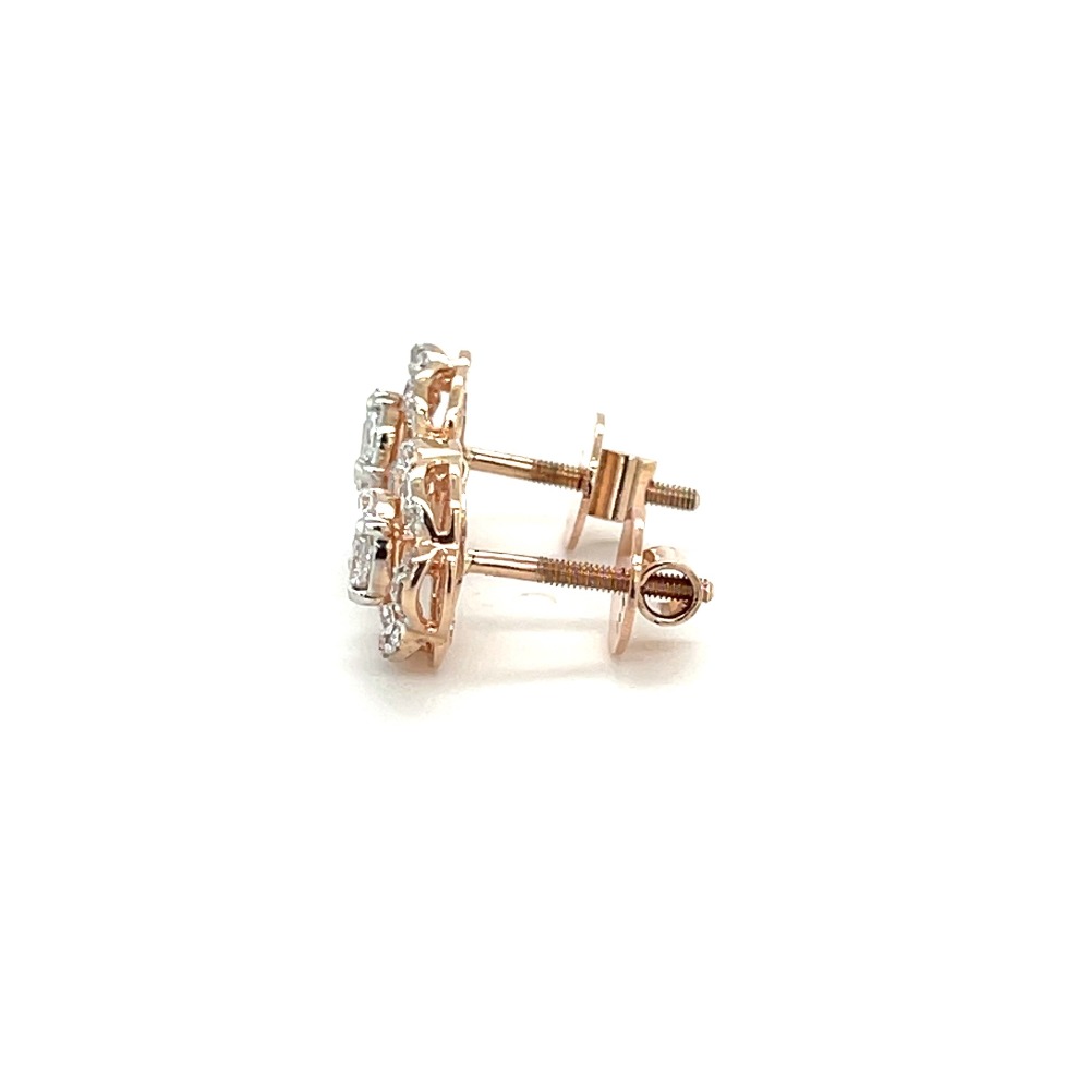 14k Rose Gold and Diamond Flower Earrings in VVS EF