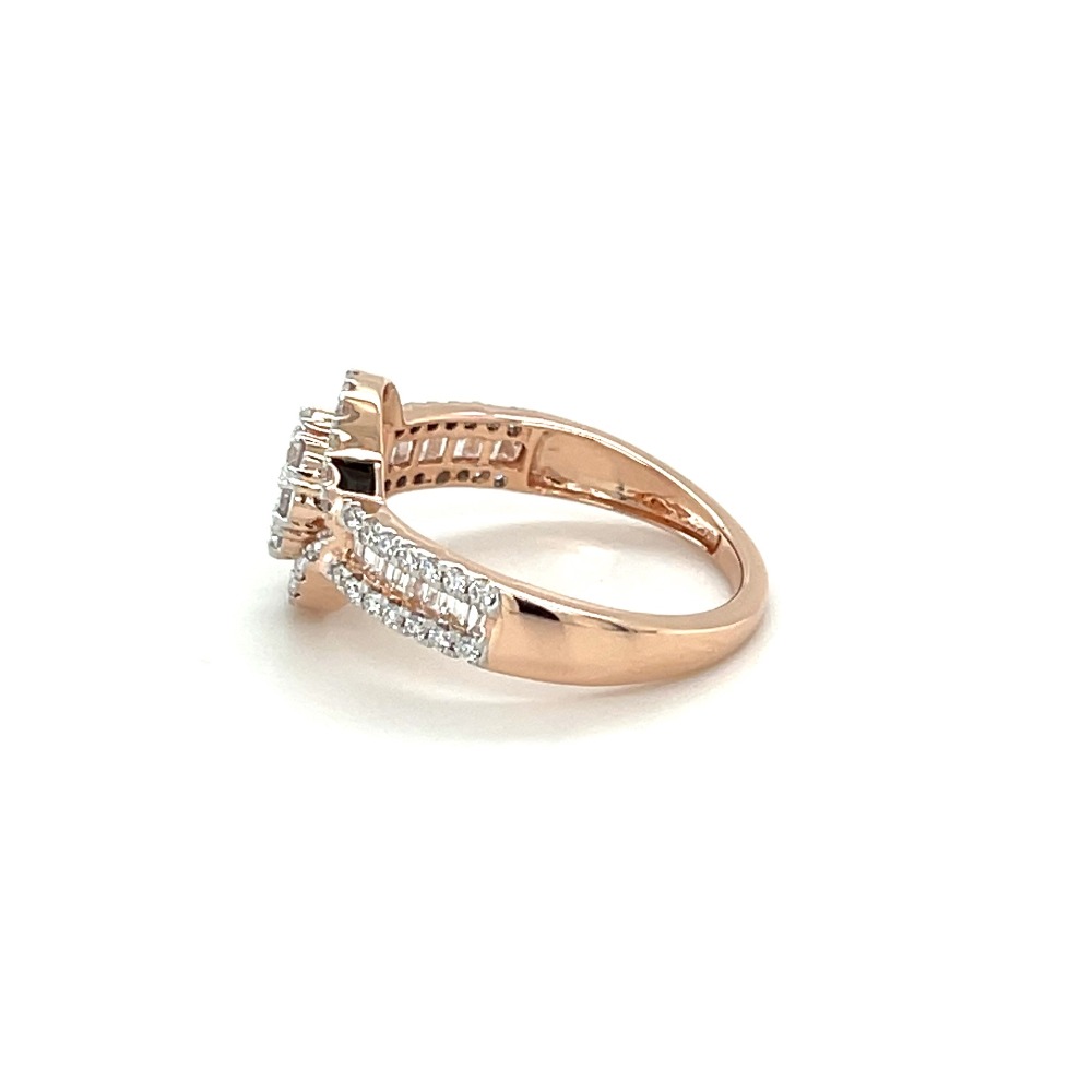 14k Rose Gold and Diamond Halo Engagement Ring