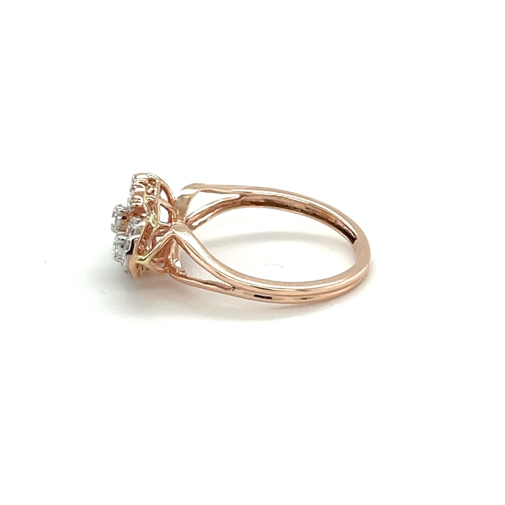 14k Rose Gold Flower Engagement Ring With Pear Shape Diamonds