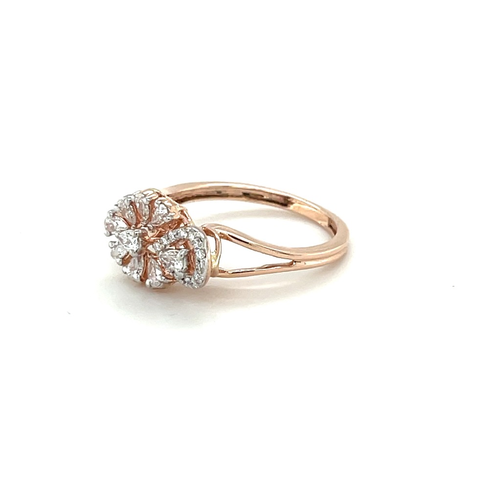 14k Rose Gold Flower Engagement Ring With Pear Shape Diamonds