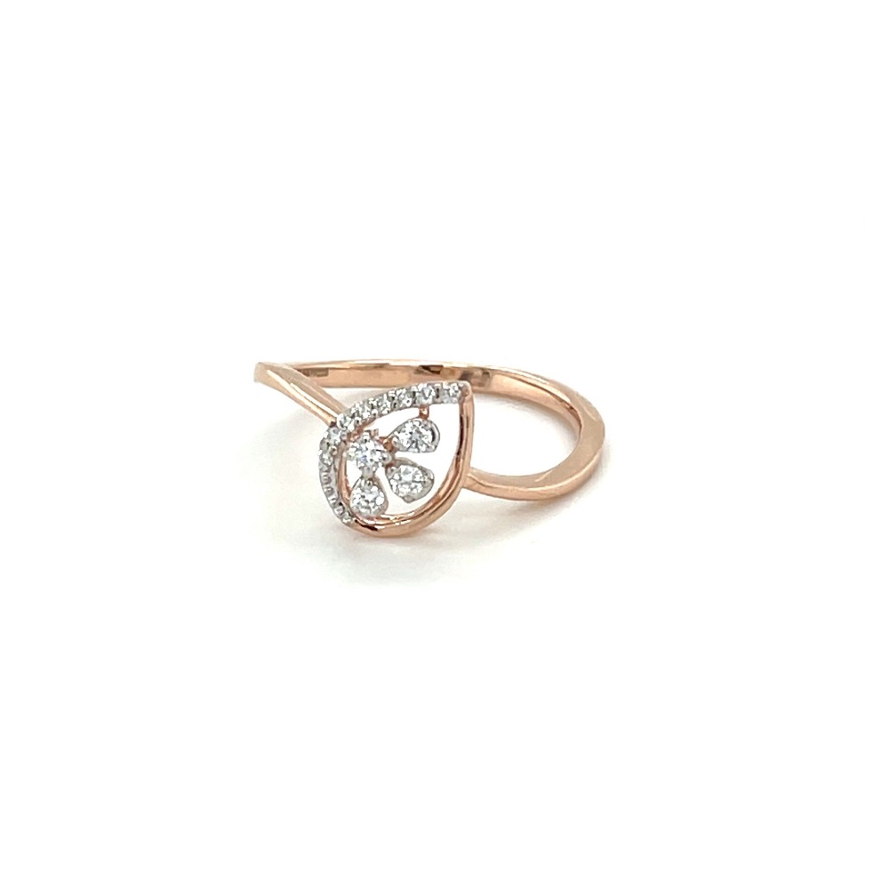 Teardrop Cluster Diamond Ring with Halo 14k Rose Gold