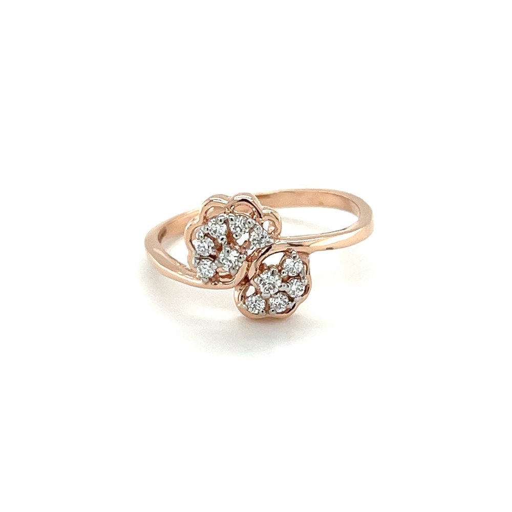 Spiral Rose Gold Ring With Floral Diamond Cluster Setting