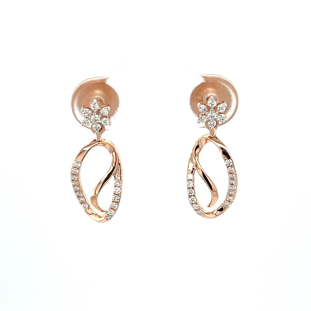 Oval Hanging Floral Diamond Earring in 0.25 Cts