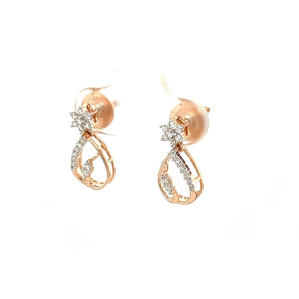 Pissara Floral Diamond Earring Hanging Studs 0.20 Cts