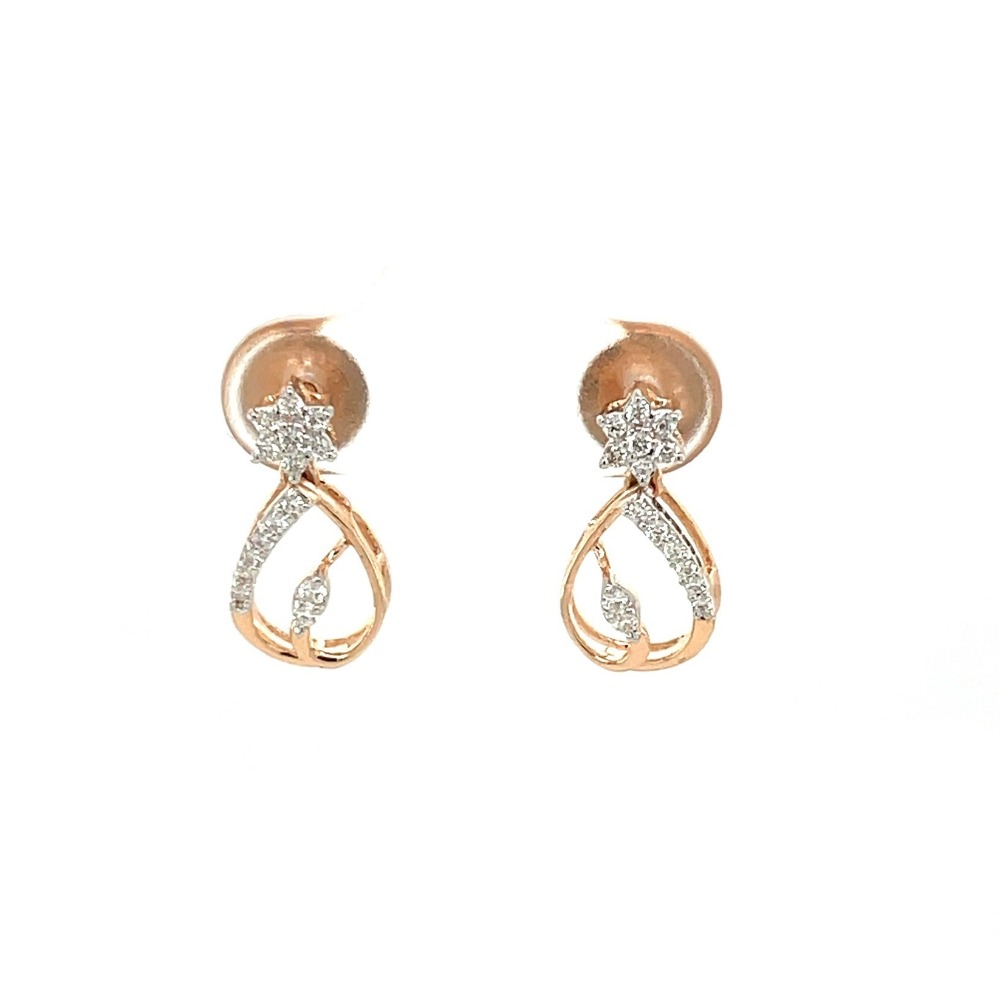 Pissara Floral Diamond Earring Hanging Studs 0.20 Cts