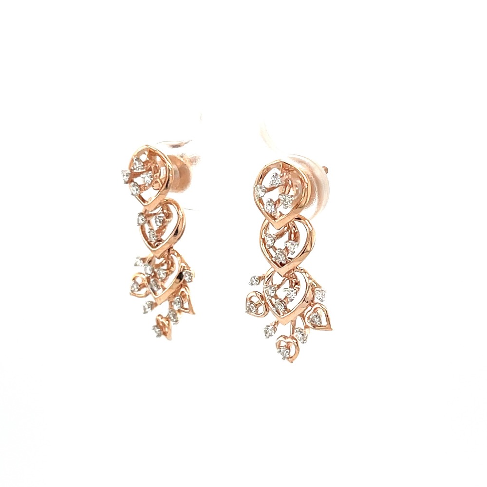 Trio Tear Drop Hanging Mini Chandlier Earring in 32 Cents Diamonds