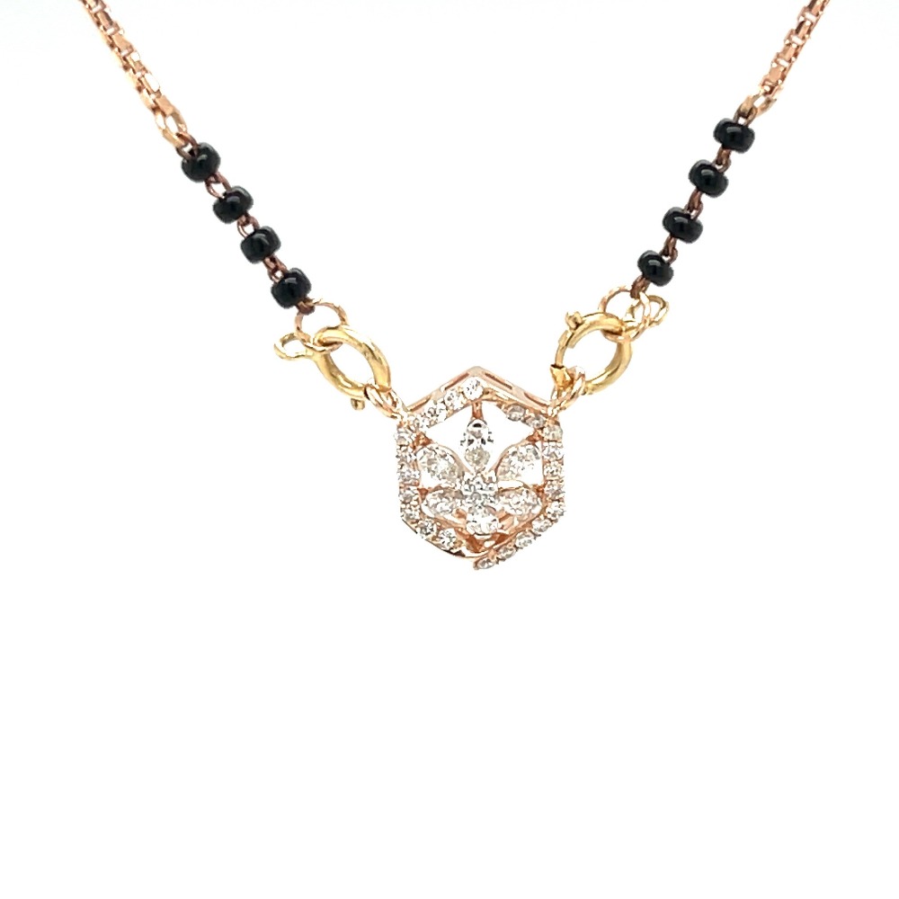 Marquise flower diamond mangalsutra tanmaniya pendant