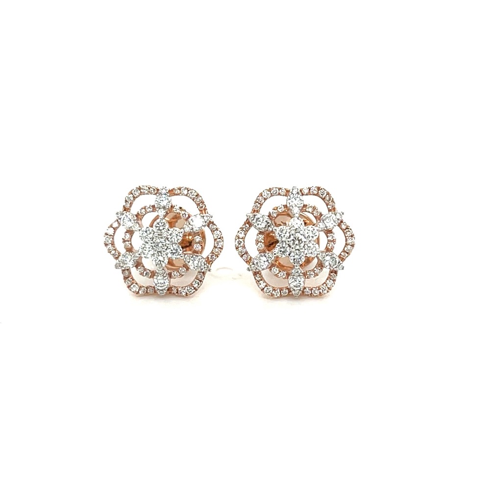 Floral Diamond Stud Earring by Royale Diamonds