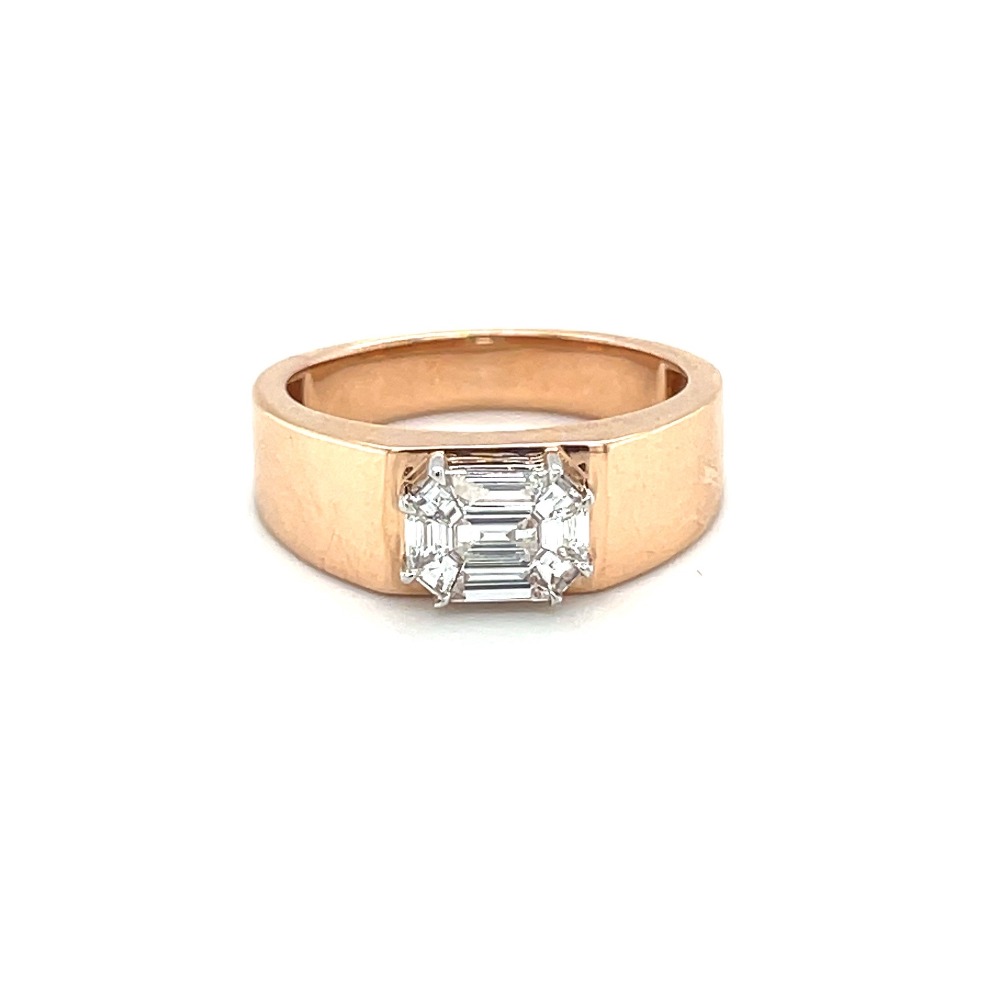 Emerald Cut Solitaire Look Ring in Rose Gold