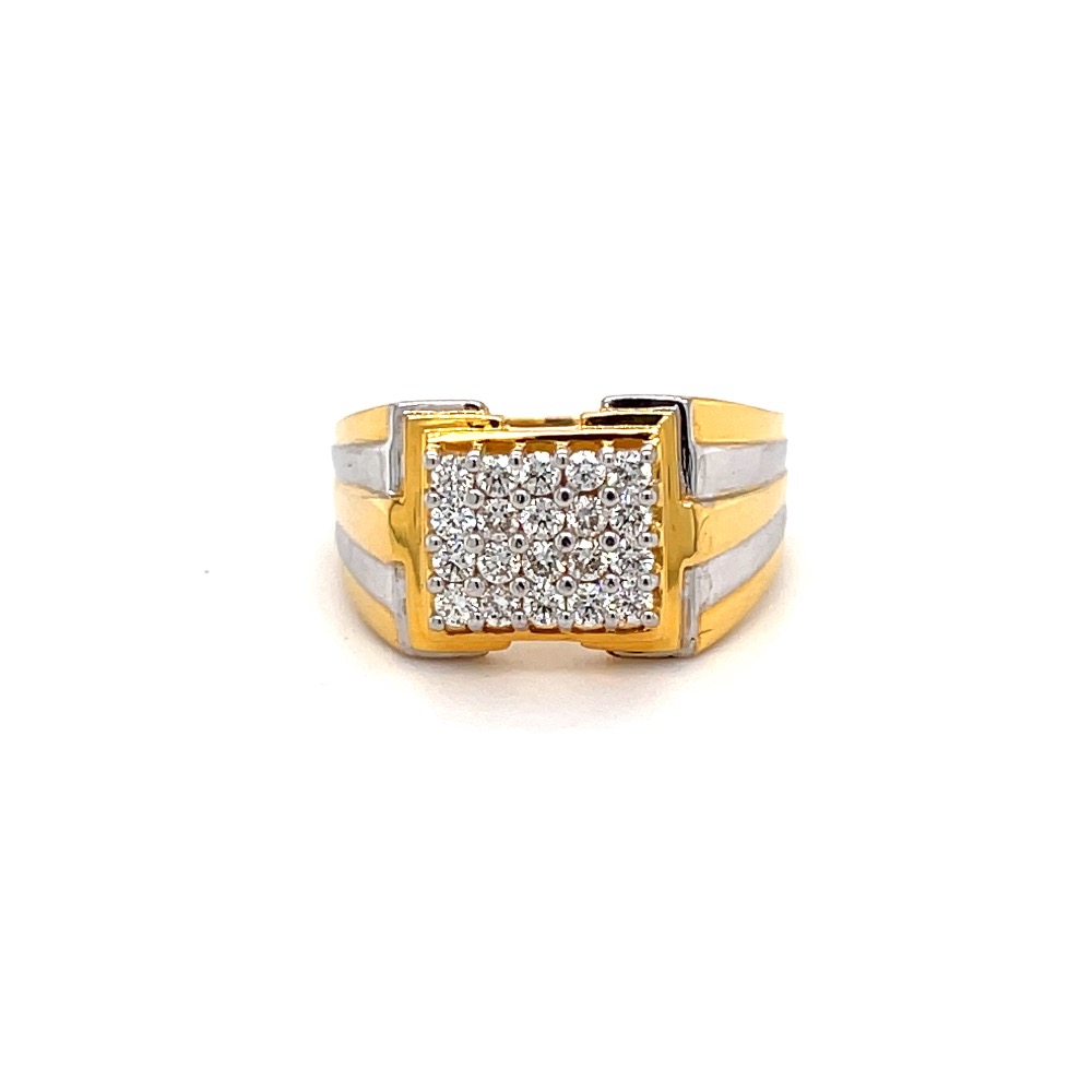 Traditional Mens Diamond Ring in 18 Karat Yellow Gold