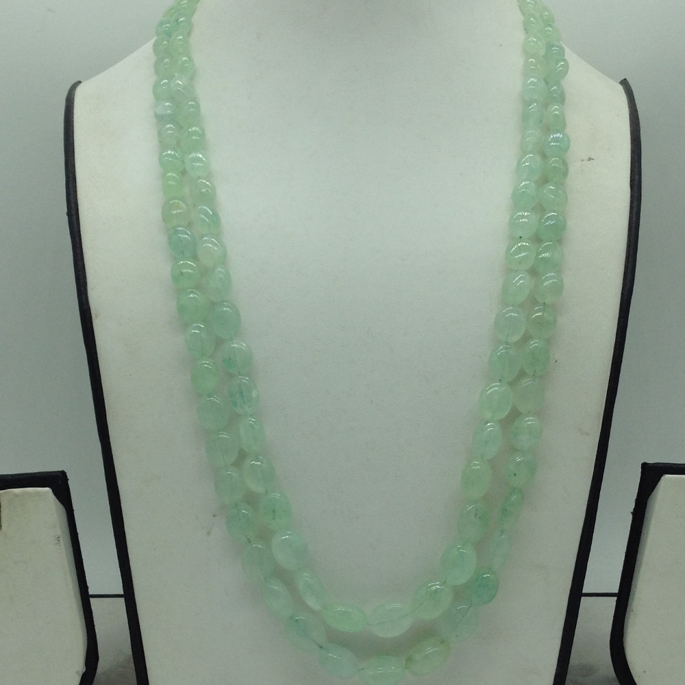Natural Pale Green Beryl Oval 2 Line Necklace JSS0201