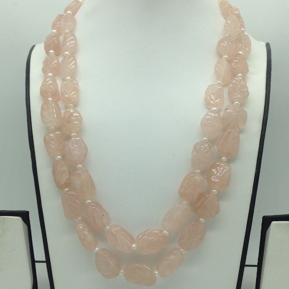 Natural Pink Morganite Carving 2 Line Necklace JSS0196
