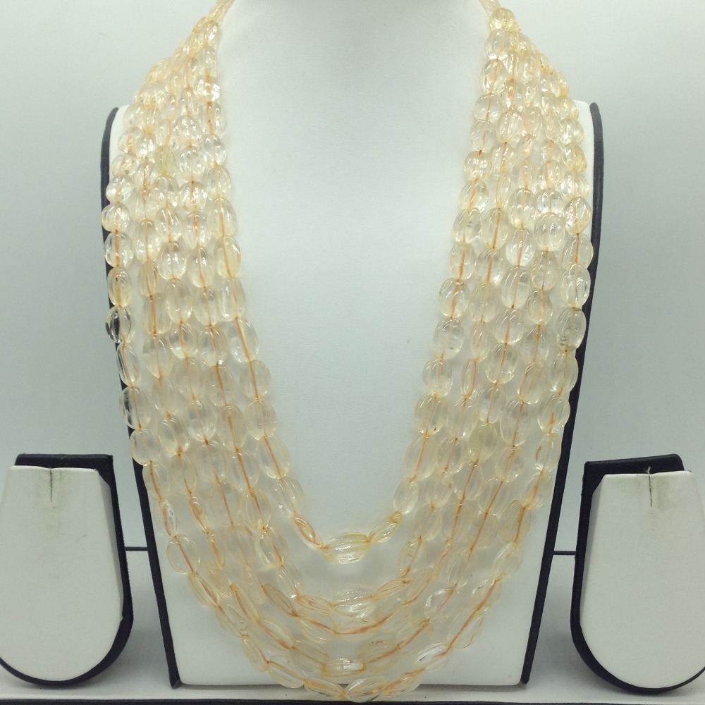 Natural Golden Citrine Carving 5 Line Necklace JSS0195