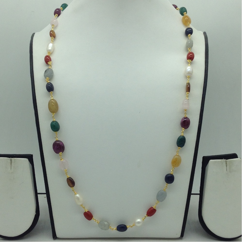 Natural Navratan Oval Beeds 1 Line Taar Mala JSS0185