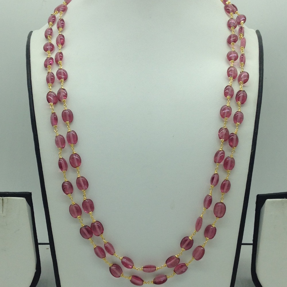 Pink Oval Beeds 2 Line Taar Mala JSS0176