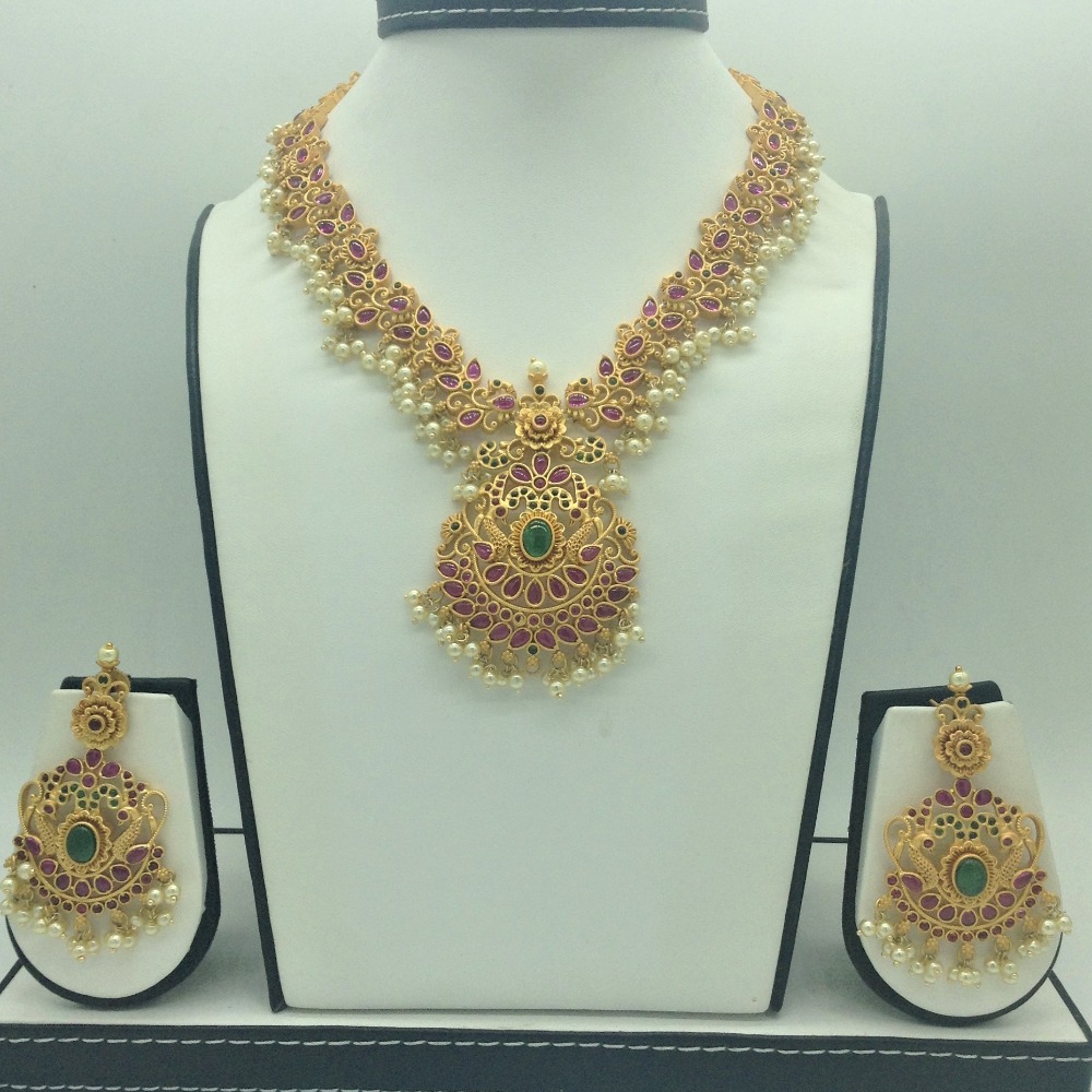 Red,Green Cz Necklace Set JNC0191