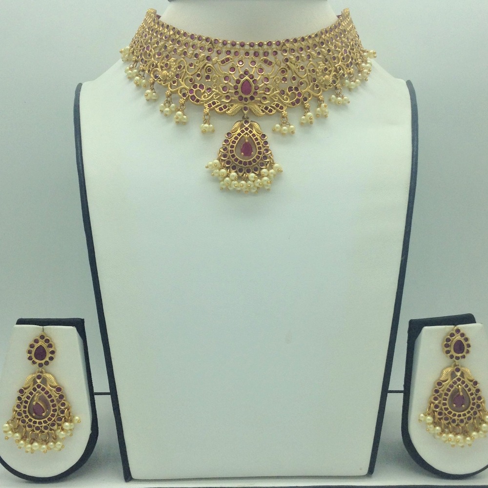 Red Cz Necklace Set JNC0190