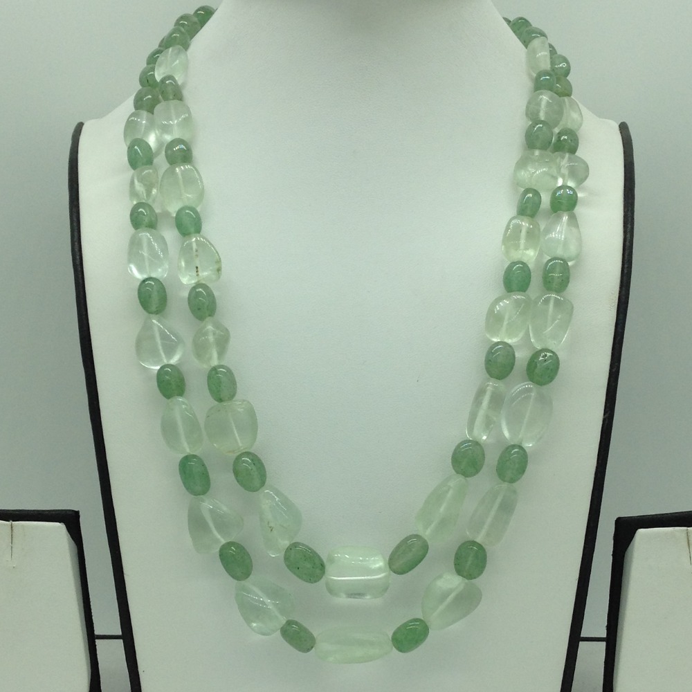 Natural Green Bariels and Flouride Oval Beeds 2 Layers JSS0172